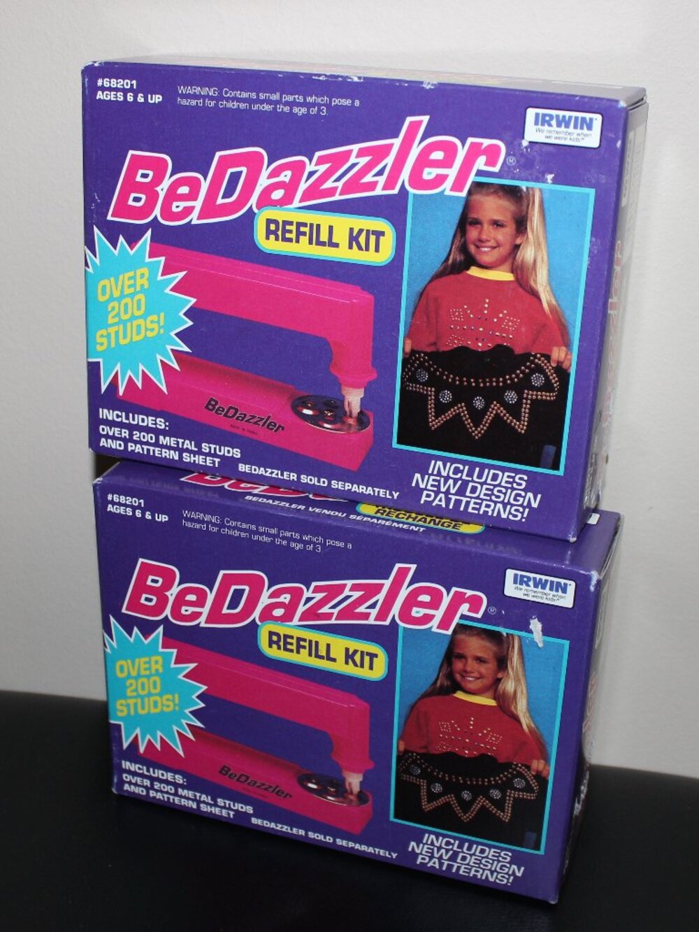 3/$77❤️2x vintage BEDAZZLER Refill Kit Over 200 Studs Pattern Sheet Irwin #68201